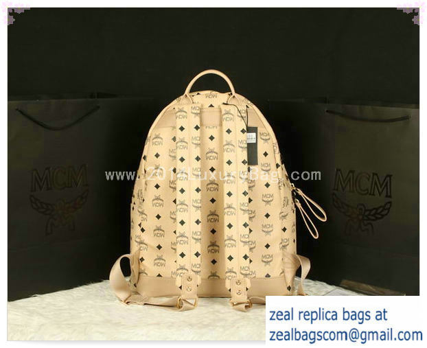 High Quality Replica MCM Stark Backpack Jumbo in Calf Leather 8100 Apricot - Click Image to Close